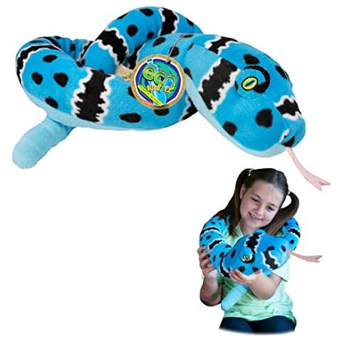 EcoBuddiez Sssnakes - Blue Rock Rattle from Deluxebase. 140cm Soft Toy Snake. Soft and Cuddly Plush Made from Recycled Plastic Bottles. Perfect Eco-Friendly Cuddly Gift for Kids Cover