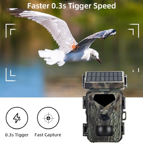 Yunir Trail Camera, Solar HD Motion Activated Wildlife Camera with Infrared Night Vision, IP65 Waterproof, 0.3s Trigger Speed, for Outdoor Wildlife Monitoring - Image 6