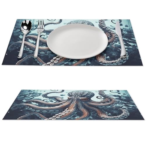 Set de table en PVC Cool Octopus anti-tache pour protéger des assiettes chaudes - 2