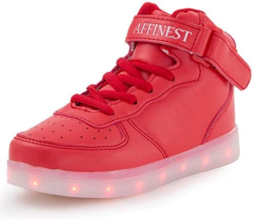 AFFINEST LED Light Up Shoes High Top Fashion Sneakers For Kids Boys Girls US 7 39 M EU