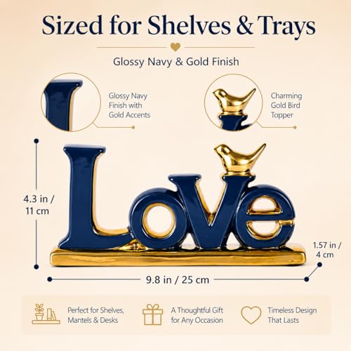 Figura decorativa Love azul y dorado para hogar miniatura 2
