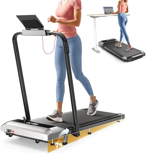 Tapis Roulant Elettrico, 2 in 1 Tapis Roulant Salvaspazio con Pendenza, 12km/h Walking Pad, Pieghevole, Home Treadmill con 7% Inclinazione, App e Telecomando, Display LED