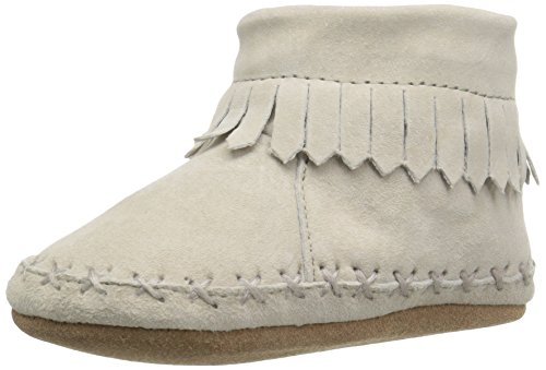 Robeez Baby-Boy's Cozy Ankle Moccasin Crib Shoe, Fringe Grey, 18-24 Months M US Infant