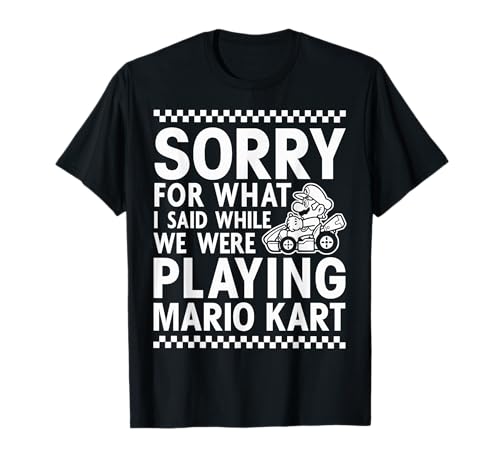 Nintendo Mario Kart Checkered Sorry Graphic T-Shirt T-Shirt