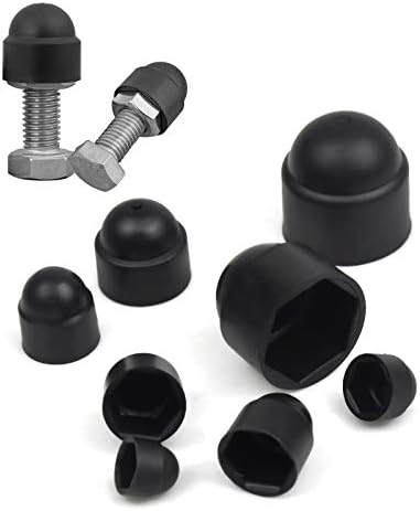 145Pcs Bolt Covers Screw Cap Plastic Hex Acorn Nut Cover Black Dome Hex Head Bolt Nut Cover Hexagon Dust Proof Protection Caps Cover with Storage Box for Screws Bolts Assorted Size M4 M5 M6 M8 M10 M12