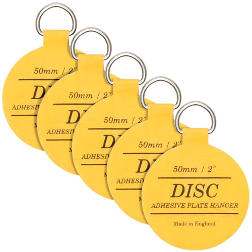 WINSOME Disc Plate Hangers for Walls - Strong Invisible Plate Holder Self Adhesive Stick On Hooks Picture Hanging Wall Plate Holder - Plate Hanging Disk (50mm / 2 (Pack of 5))