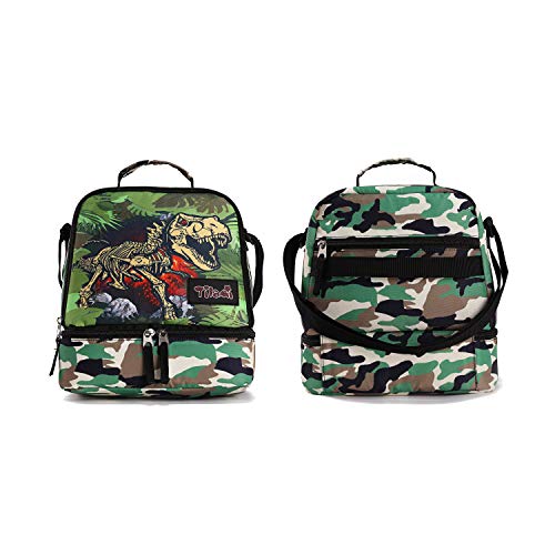 Tilami Lunch Bags Insulated Adjustable Strap Zipper, Two Compartments Cooler Bags, Bento Bags For Kids Toddlers (Dinosaur Cute) #TOP1