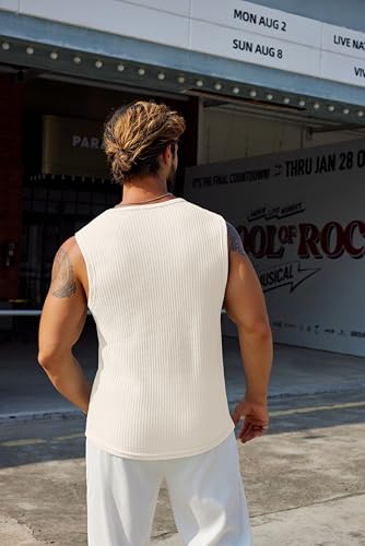 Image of COOFANDY Mens Casual Tank Tops 2 Pack Waffle Knit Sleeveless Shirt Breathable Tank Shirts Summer Muscle Tee