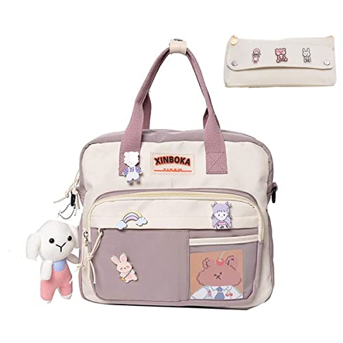 Bolso japonés de la escuela, mochila Kawaii con el estuche del lápiz, bolso crossbody estético Ita Bag, mochila Tote para niñas y niños, Púrpura/Ombre Force Cover