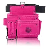 Graintex 5 Pocket Suede Leather Tool Belt/Bag | Pink | Multipurpose Leather Tool Belt for Women and Men | Construction, Electrician, Handymen, Carpenter, Gardening Pouch and DIY Projects