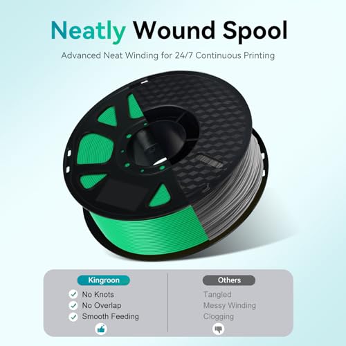 Image of Kingroon 10kg PLA 3D Printer Filament Bundle, Neatly Wound PLA Filament 1.75mm ±0.02mm, 1kg per Spool, 10 Pack(Turquoise Green+Black+White+Grey+Red+Yellow+Forest Green+Ocean Blue+Skin+Light Pink)