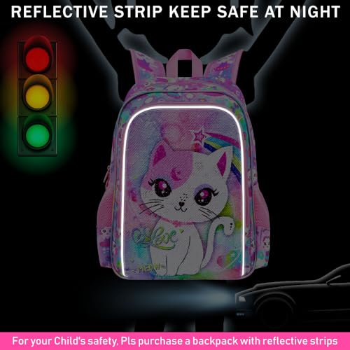 UFNDC 3PCS Backpack for Girls with Lunch Box,16”Kids Sequin Bookbag with Lunch Box, School Bag for Elementary Toddler2