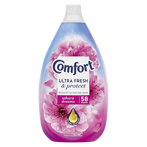 Comfort Ultra Fresh & Protect Sakura Dreams Fabric Conditioner softener with Pro-Fibre Technology Protects Colour and Shape 58 washes (870 ml)