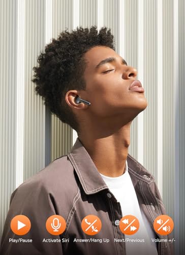 Image of Wireless Earbuds, Bluetooth 5.4 Ear Buds, ENC Noise Cancelling Headphones with 48H Playtime, Bass Stereo Sound, Compatible with iPhone Air /17 /16 /15 /14 /Android, Pad - Black