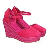 shoes&blues.es 91750 Sandalia de Cuna de Yute para Mujer, Comodo y Elegante, Diseno Moderno y Cierre de Hebilla Ajustable al Tobillo, Ideales para Primavera-Verano. Rosa Talla 36