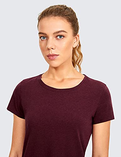 CRZ YOGA Camiseta Feminina Algodão Pima Manga Curta Malhação Ioga Camiseta Atlética Urze Baga GG