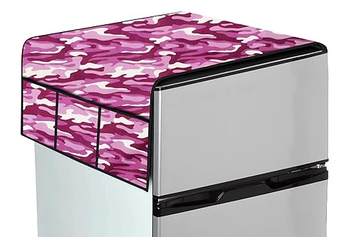 Image of The Furnishing Tree Fridge Top Cover Compatible for Samsung RR21C2H25CR /HL, 189 LTR WxL 71x109 in CM Camouflage Pattern Purple