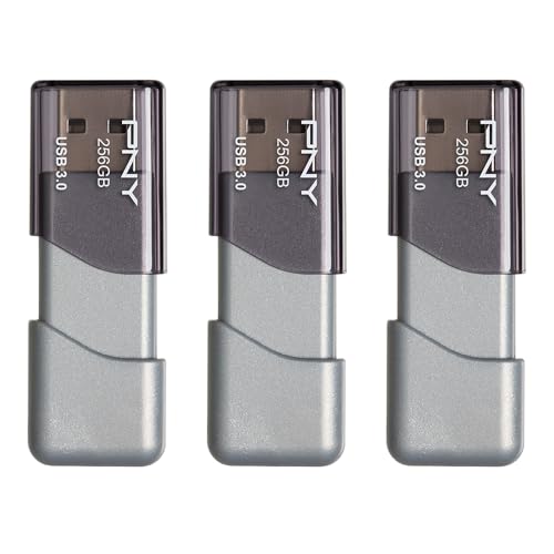 Image of PNY 256GB Turbo Attache 3 USB 3.0 Flash Drive 3-Pack - Grey, P-FD256X3TBOP-MP, 100MB /s, Light-Weight Durable - Data Storage and TransferPack of 20