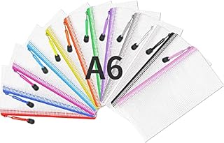 A6 Mesh Document Bag,12 PCS Clear Pencil Case Plastic Zip Wallets File Zipper Bags Document Folders Ziplock Bags Storage Pouch for School, Home, Office Supplies and Travel (12 Colours)
