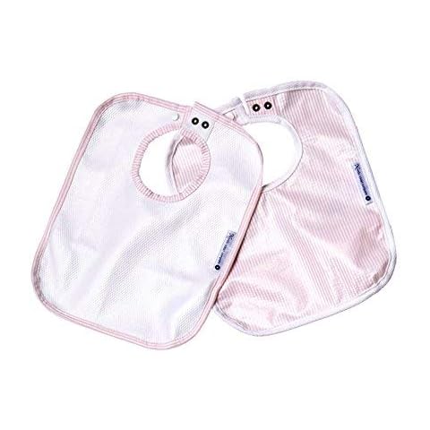 Nordic Coast Baby Bib Set With Snap Button, Pink/White Stripes Cover