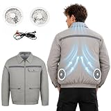 2-Fan Air Conditioned Jacket Summer Outdoor Cooling Vest with Fans for Work and Hiking (3XL,Grey) [並行輸入品]