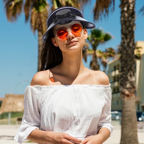 Image of Solar Fan Hat Men and Women Sun Visor Wide Brim Cooling Hat for Outdoor Summer Camping Beach Fishing, USB & Solar Powered