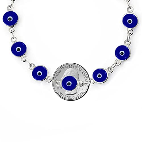 Savlano 925 Sterling Silver Glass Bead Evil Eye Bracelet - 7" inch Evil Eye Bracelet for Women Comes with Gift Box3