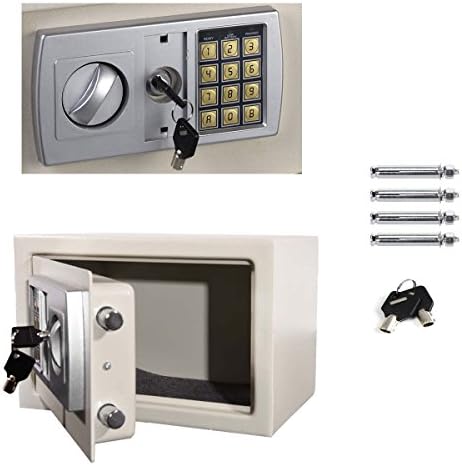8.5L Home Digital Safe Electronic Cabinet Safes Cash Box Wall Safe with Key for House Dormitory Office Home,Wall Mounted 310mmx200mmx200mm-White