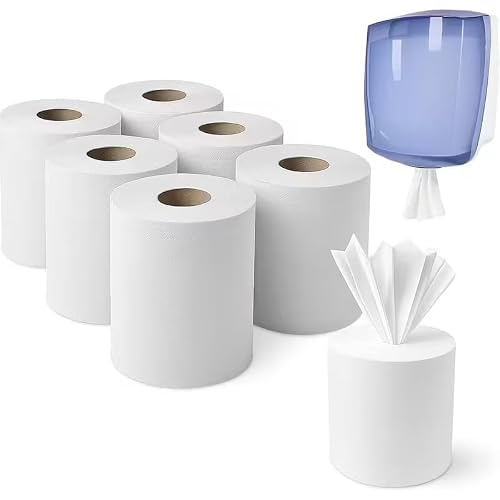 Image of Efforias White Centrefeed Paper Tissue Rolls - Embossed Pattern Hand Towel - for Home Office Warehouse Bathroom Garage Kitchen, Wipe Away