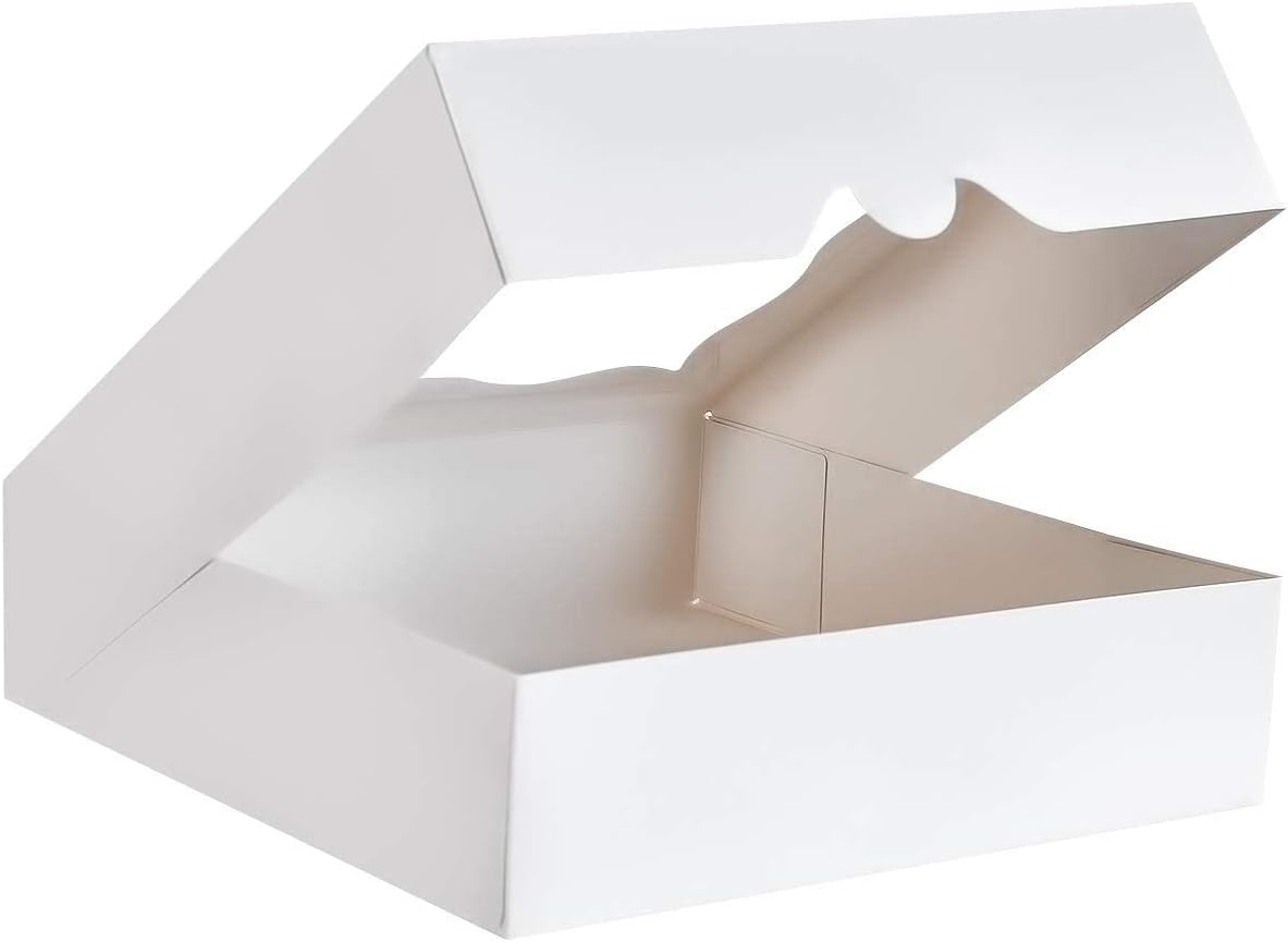 CHERRY 9"x9"x3"White Bakery Boxes with PVC Window for Pie and Cookies Boxes Small Natural Paper Box 9x9x3inch,Pack of 15