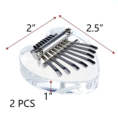 Pufguy Heart Shaped Mini Kalimba Thumb Piano 8 Keys Portable Wood And Acrylic Finger Piano With Chain For Kids Adult Beginners-2Pcs #TOP1
