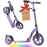 BELEEV V10 Roller Kinder 6 Jahre, 230mm Big Wheel, LED Licht Deck, ABEC-7, Höhenverstellbar, Tragegurt, Faltbare Scooter Erwachsene, Aluminium Leichter Cityroller Kinder, Jugendliche, Erwachsene