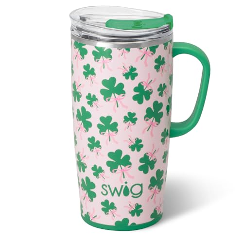 Swig Life 22oz Insulated Travel Mug with Handle & Lid, Clover Crush
