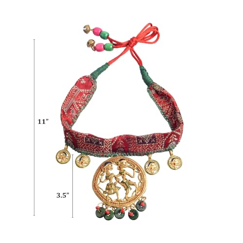 Image of AAKRITI ART CREATIONS Royal Empress Handcrafted Tribal Dhokra Necklace & Choker Collection | Queen-Inspired Artisan Brass Statement Jewelry | Ethnic, Regal & Elegant Necklaces for Women