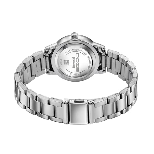 Image of Sonata Poze 6 Chrome Calling Quartz Pink Round Dial Women's Watch | Stainless Steel Strap Material | Watches for Women Analog - SP80128SM01