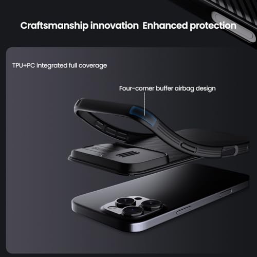 Image of Mangix for iPhone 16 Pro Case with Camera Cover,Slim Fit Thin Polycarbonate Protective Shockproof Cover with Slide Camera Cover, Upgraded Case for Phone 16 Pro 6.3inch 2024 (Blue)