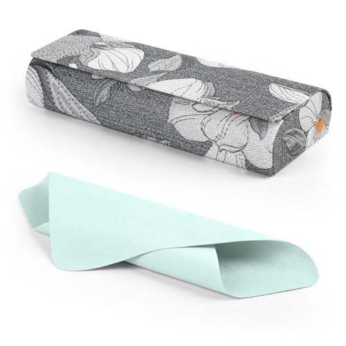 FUFUSING Hard Shell Glasses Case, Unisex PU Leather Fashion Sunglasses Case with Metal Magnetic Closure, Portable Eyeglass Cases for Travel or Daily Use, Protective for Glasses
