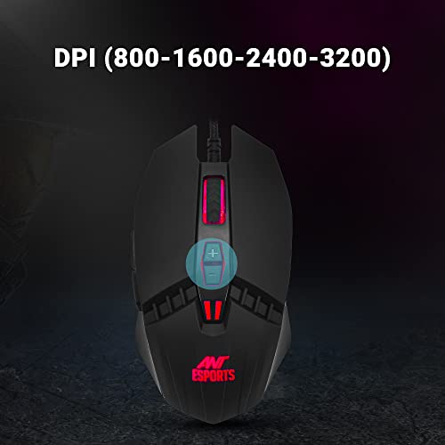 Ant Esports KM500 Backlit Gaming Membrane Keyboard-19 Anti GhostingKeys I Braided Cable with Rubberised Coating and 3200 DPI Optical Sensor I LED... - Image 3