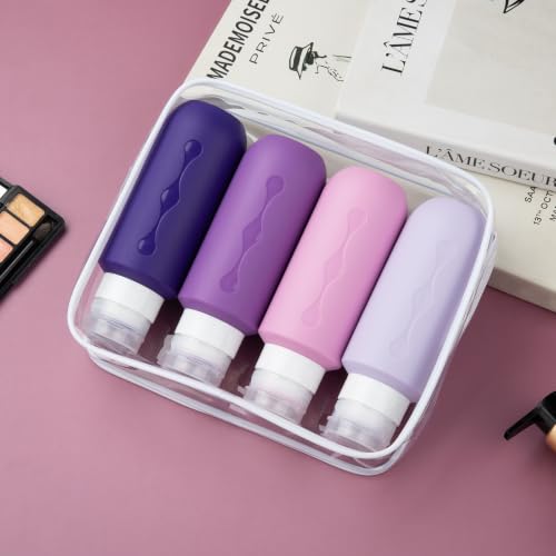 Image of Gemice Travel Bottles for Toiletries, Tsa Approved Travel 6oz Size Containers with Clear Bag, BPA Free Leak Proof Travel Tubs Refillable Liquid Travel Accessories for Cometic Shampoo Lotion