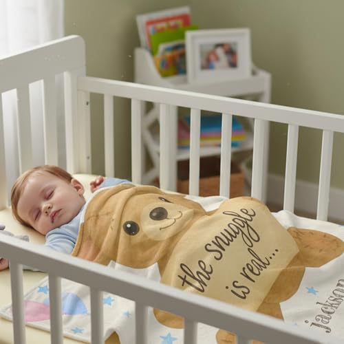 Image of Personalized Baby Blanket with Name, Custom Name Blanket for Kids Soft Flanne Blankets in Easter Personalized Baby Gifts for Infant Newborn Shower (Yellow)