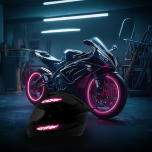 Image of customTAYLOR33 High-Intensity Grade Premium Reflective Tribal Flame Helmet Decals, Motorcycle Safety Sticker Decals (Special Edition Hot Pink)