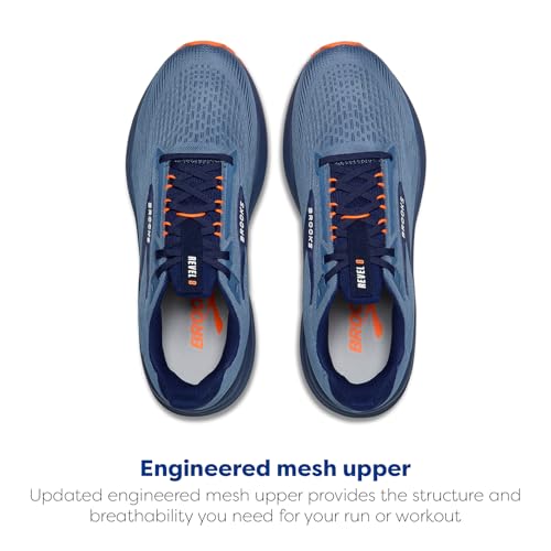 Brooks Brooks Men’s Revel 8 Neutral Running & Walking Shoe - Blue/Blue/Orange - 9 Medium