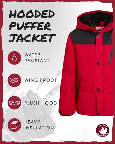 Image of CANADA WEATHER GEAR Boys' Puffer Jacket - Insulated Winter Nylon with Faux Fur Lining - Outerwear Ski Jackets for Boys (8-20)