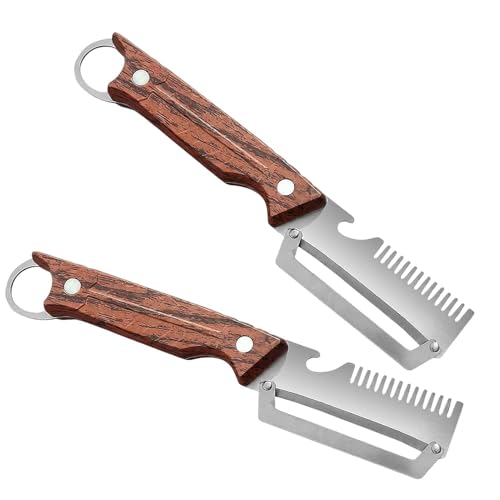 Pelador multifuncional, juego de 2 abrebotellas de acero inoxidable, antideslizante, pelador de verduras con múltiples funciones, para uso doméstico, restaurante, barbacoa, caña de azúcar, calabaza y