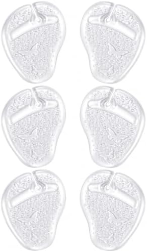 shuielai Gel Metatarsal Pads, 6Pcs Clear Forefoot Cushion Inserts for Thong Sandals and Flip Flops, Self-Adhesive Non Slip Reusable Shoe Pads for Ball of Foot Pain Relief and Metatarsal Support