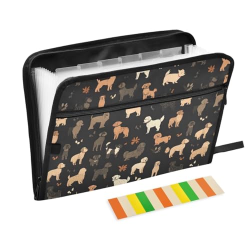 ALAZA Funny Puppy Pug Dog Vintage Expandable Filing Folder Storage Organiser Box Files, 13 Pockets Zip Filing Folders for Home or Office Documents