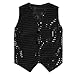 KKmeter Boys Girls Sequin Waistcoat Sleeveless Hip-hop Jazz Dance Stage Performance Costume Vest Tops (Black, 4-5)