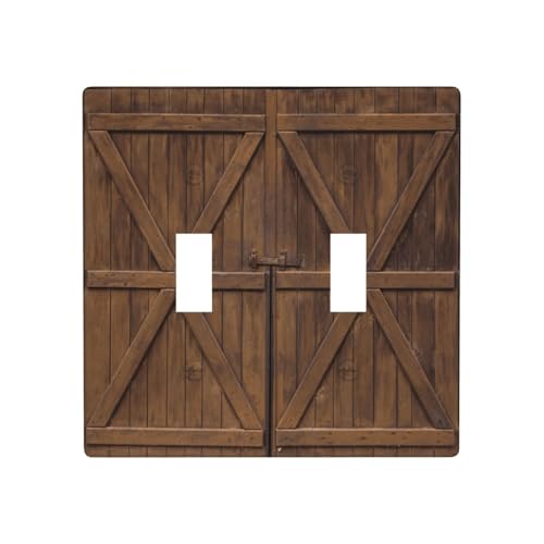 Faux Wooden Printed Farmhouse Rustic Double Light Switch Cover Plates