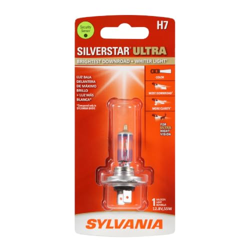 SYLVANIA - H7 SilverStar Ultra - High Performance Halogen Headlight Bulb, High Beam, Low Beam and Fog Replacement Bulb, Brightest Down Road with Whiter Light, Tri-Band Technology (Contains 1 Bulb)