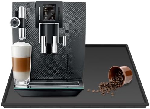 Ezebesta Silicone Mat Under Coffee Machine With Lip Coffee Maker Appliance Automatic Machines Espresso Accessory Black Multifunctional Rubber Base Mat (18.9 x 11.8)